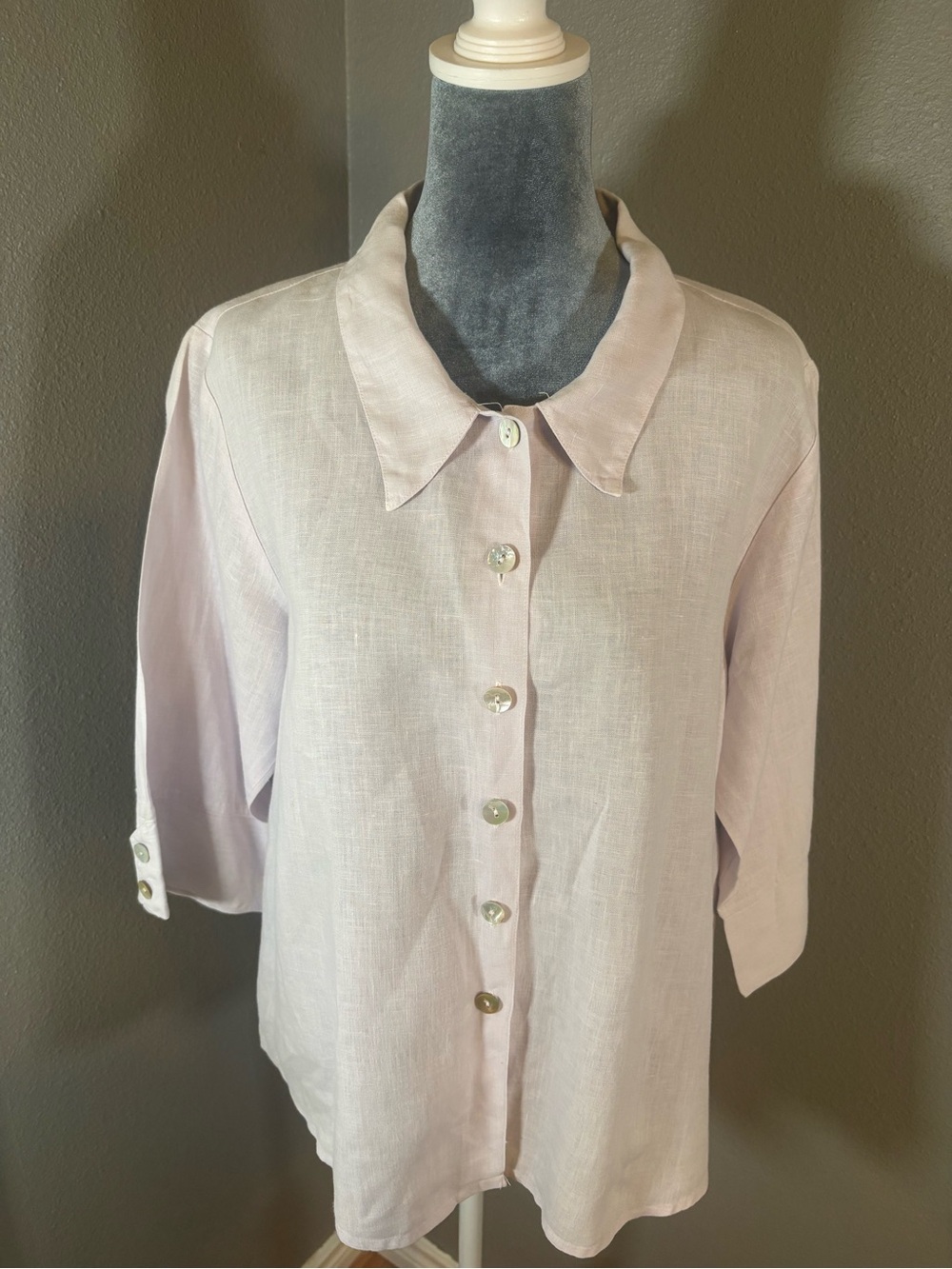 Habitat Clothes to Live on Light Pink Linen Button Front Shirt Size L - Picture 2 of 13